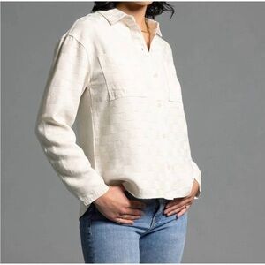 Weekend Los Angeles Adoria Cream Button‎ Down Shirt Tencel Lyocell Blouse Large